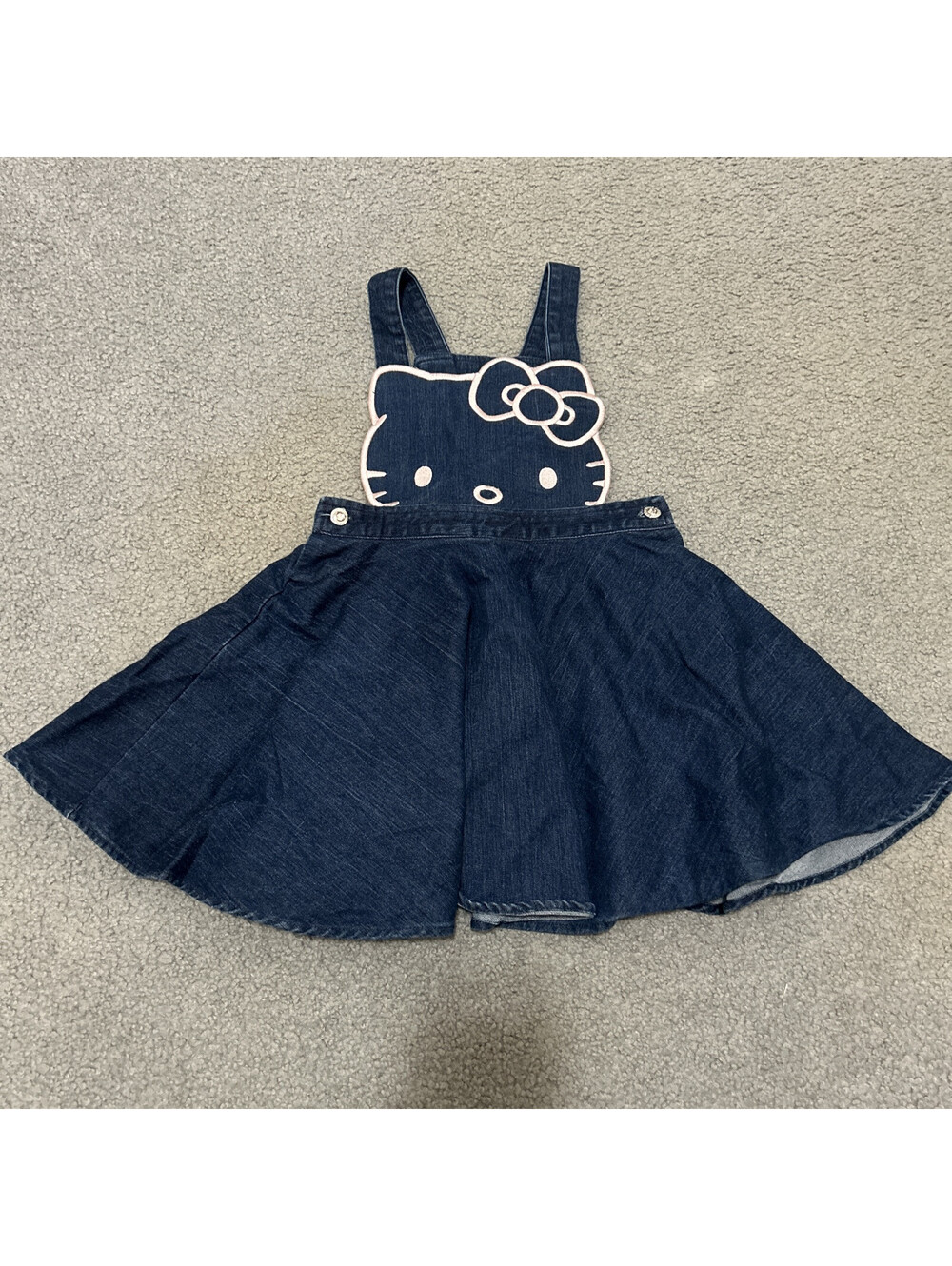 Hello Kitty Girl’s Sanrio Blue Denim Jean Jumper Dress Size 2T Adorable EUC